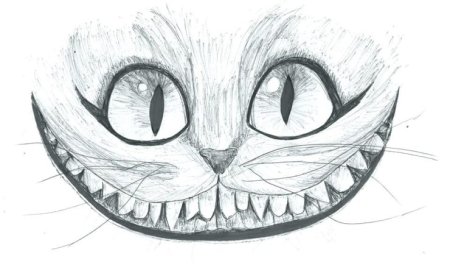 Чеширский кот рисунок для срисовки