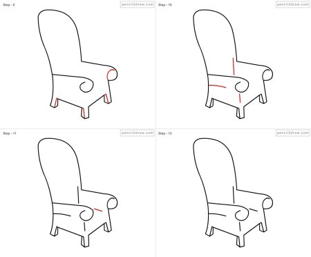 Диван поэтапное рисование