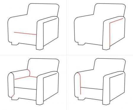 Как нарисовать диван карандашом сбоку