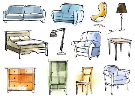 Зарисовки предметов интерьера