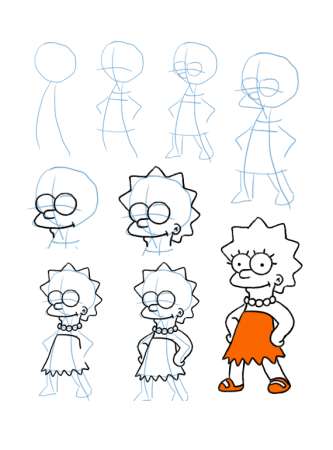 Лиза симпсон рисунок карандашом поэтапно