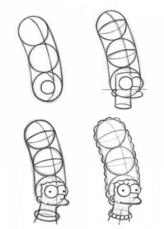 Нарисовать мардж симпсон поэтапно