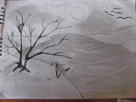 Рисование в средней группе поздняя осень