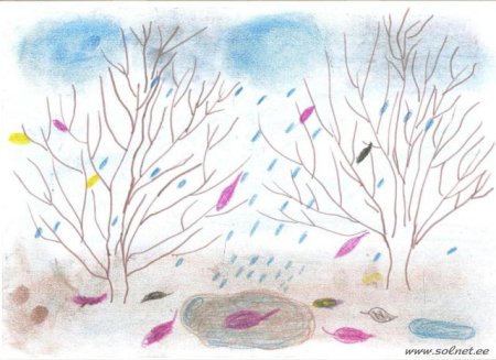 Рисунок осень карандашом