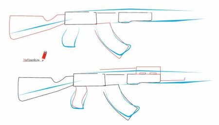 Нарисовать АК-47 поэтапно