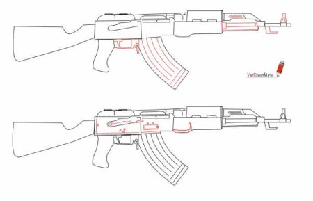 Рисование оружия по этапно