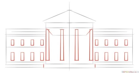 Усадьба рисовать пошагово