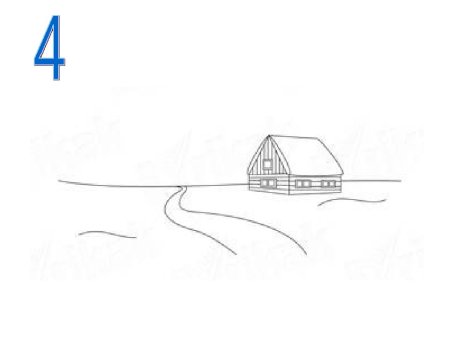 Зимний домик поэтапное рисование