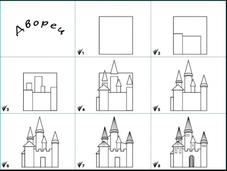Схемы изображения зданий для дошкольников