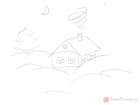 Зимний вечер рисунок карандашом