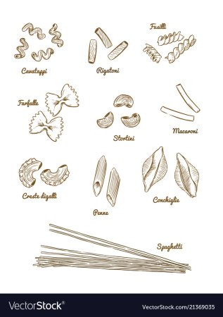 Виды макаронных изделий нарисовать