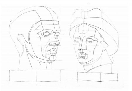 Пропорции гипсовой головы Аполлона