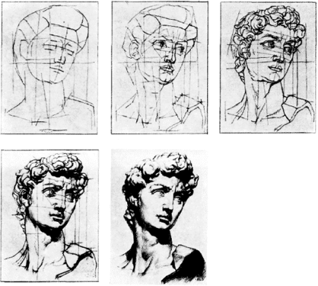 Давид рисунок гипсовой головы этапы