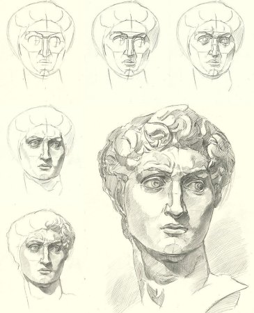 Гипсовая голова Давида построение