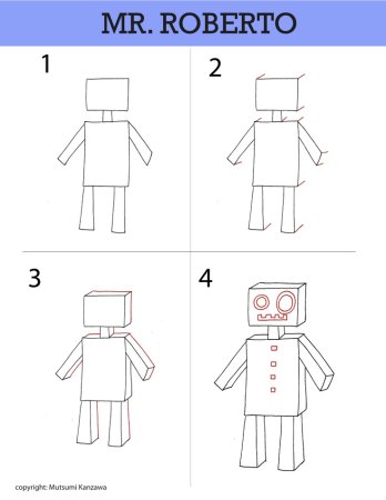 Схема рисования робота для детей