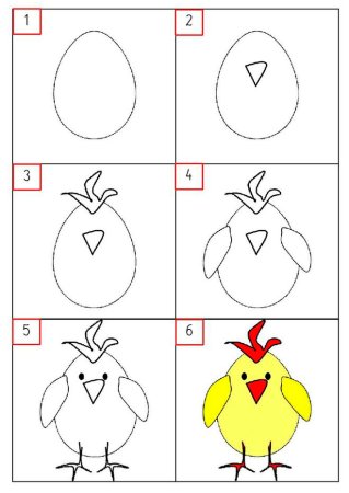 Поэтапное рисование цыпленка