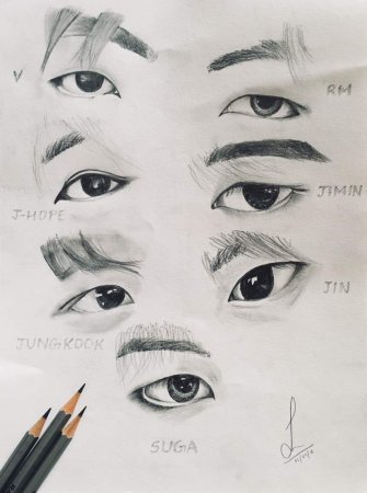 Глаза Тэхена из BTS карандашом