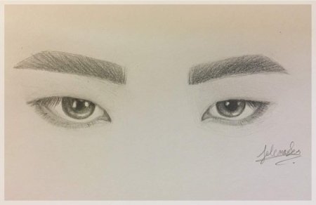 Азиатский глаз карандашом