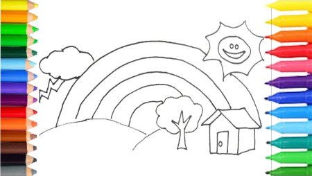 Раскраска карандаши с радугой по буквам