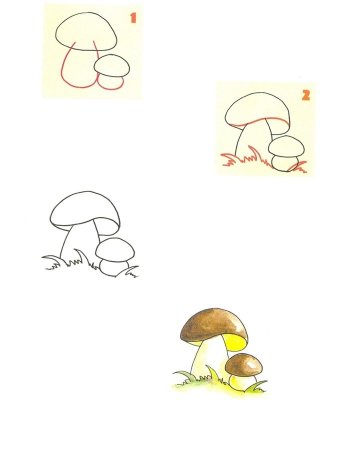 Рисование с детьми грибы