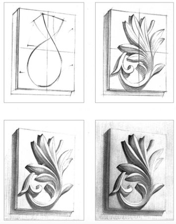 Построение гипсовой розетки Восьмилистник