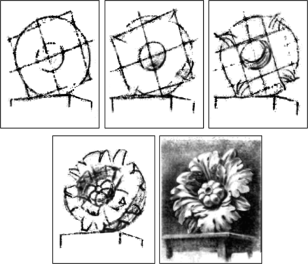 Поэтапное построение гипсовой розетки