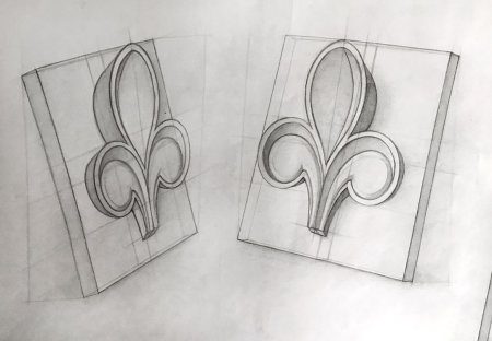 Рисование гипсовой розетки трилистник