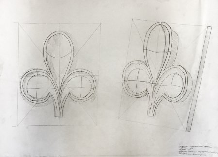 Линейно-конструктивный рисунок гипсовой розетки