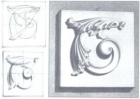 Построение гипсового орнамента рисунок