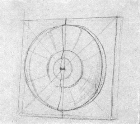 Линейно-конструктивный рисунок гипсовой розетки
