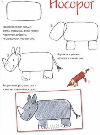 Носорог рисунок поэтапно