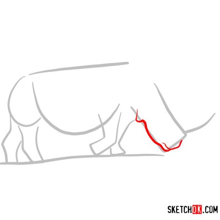 Ход рисования носорога пошагово