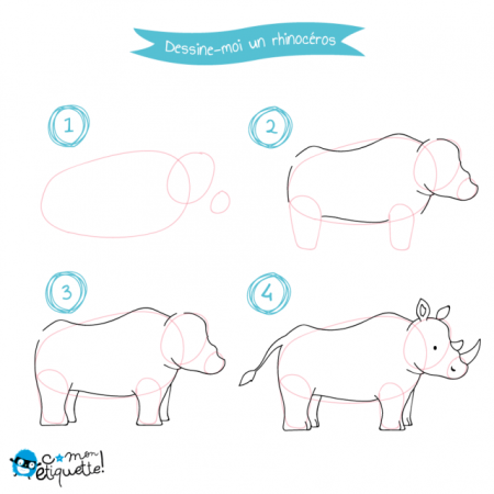 Как нарисовать носорога для детей поэтапно