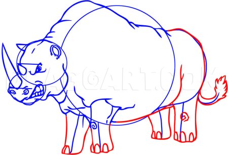 Носорог нарисовать для детей карандашом для начинающих легко