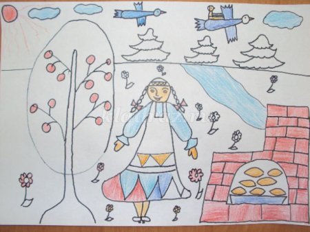 Рисунок в школу гуси лебеди 2 класс нарисовать