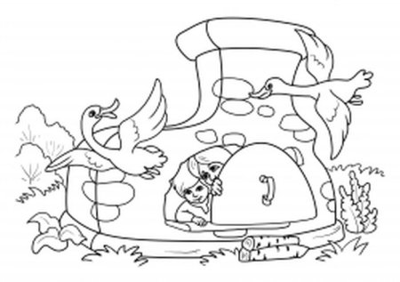 Гуси лебеди рисунок