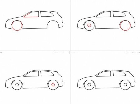 Рисовать карандашом машину с помощью фигур