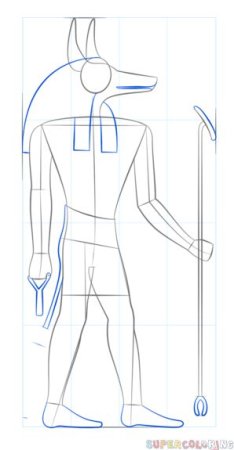 Бог Анубис в древнем Египте нарисовать поэтапно