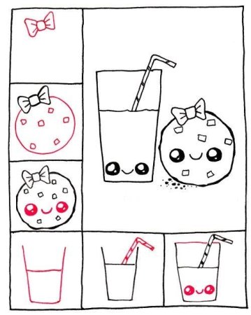 Поэтапное рисование кавайных рисунков