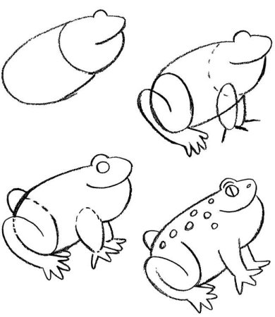 Схема рисования лягушки для детей