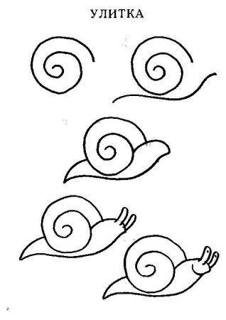 Поэтапное рисование улитки для детей