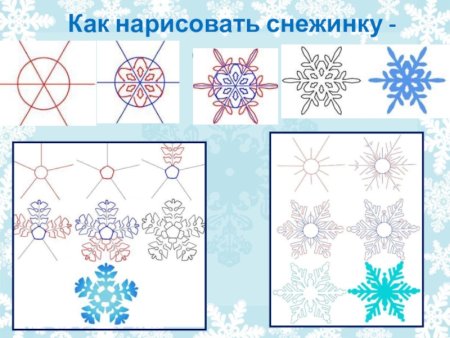 Схема рисования снежинки