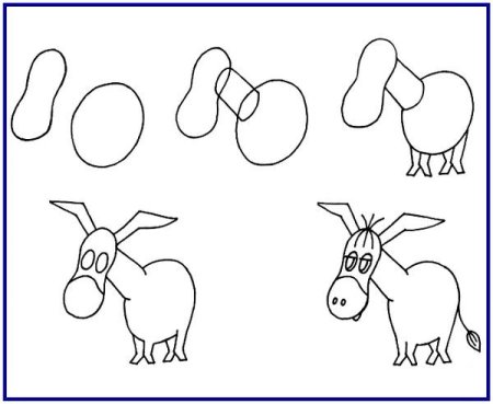 Поэтапное рисование осла