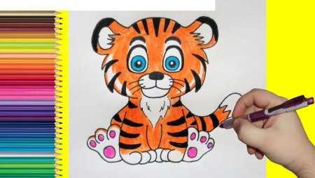 Тигр рисунок детский