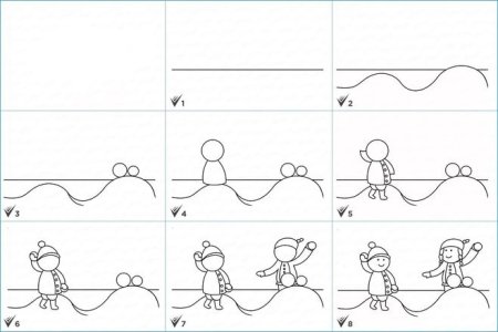 Рисование зимние забавы подготовительная группа пошагово