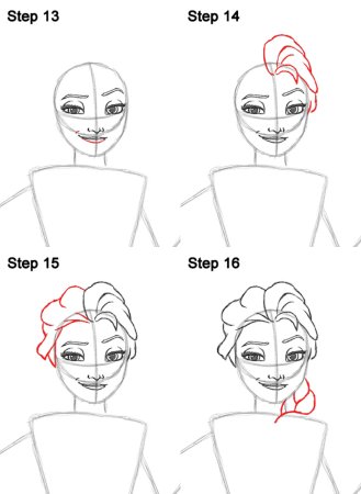 Пошаговый рисунок Эльзы