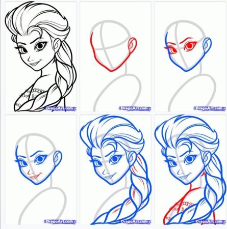 Поэтапное рисование Эльзы