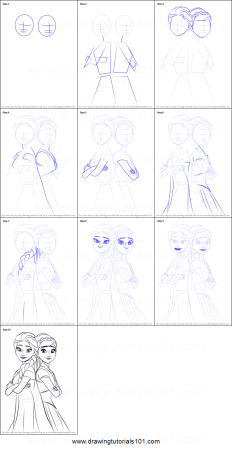 Этапы рисования Эльзы