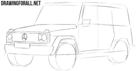 Рисунок карандашом машины Гелендваген