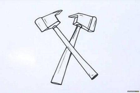 Поэтапное рисование топора